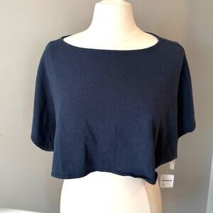 Free People Navy Blue Cropped Blouse